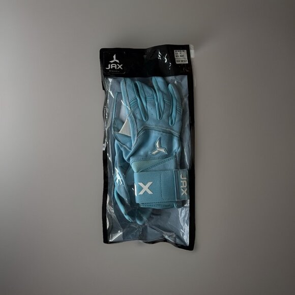 Jax Model One + Batting Gloves  Baby Blue Strap Cuff RH Web Youth S New - Picture 1 of 10